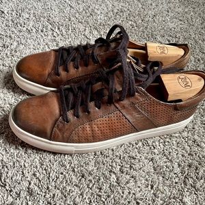 Trask Italian leather Brown Patina Sneakers rare! 9m minimalist